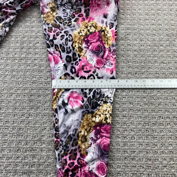 Silver Women's Floral Leggings Plus One Size Stretchable Pants - Picture 11 of 12